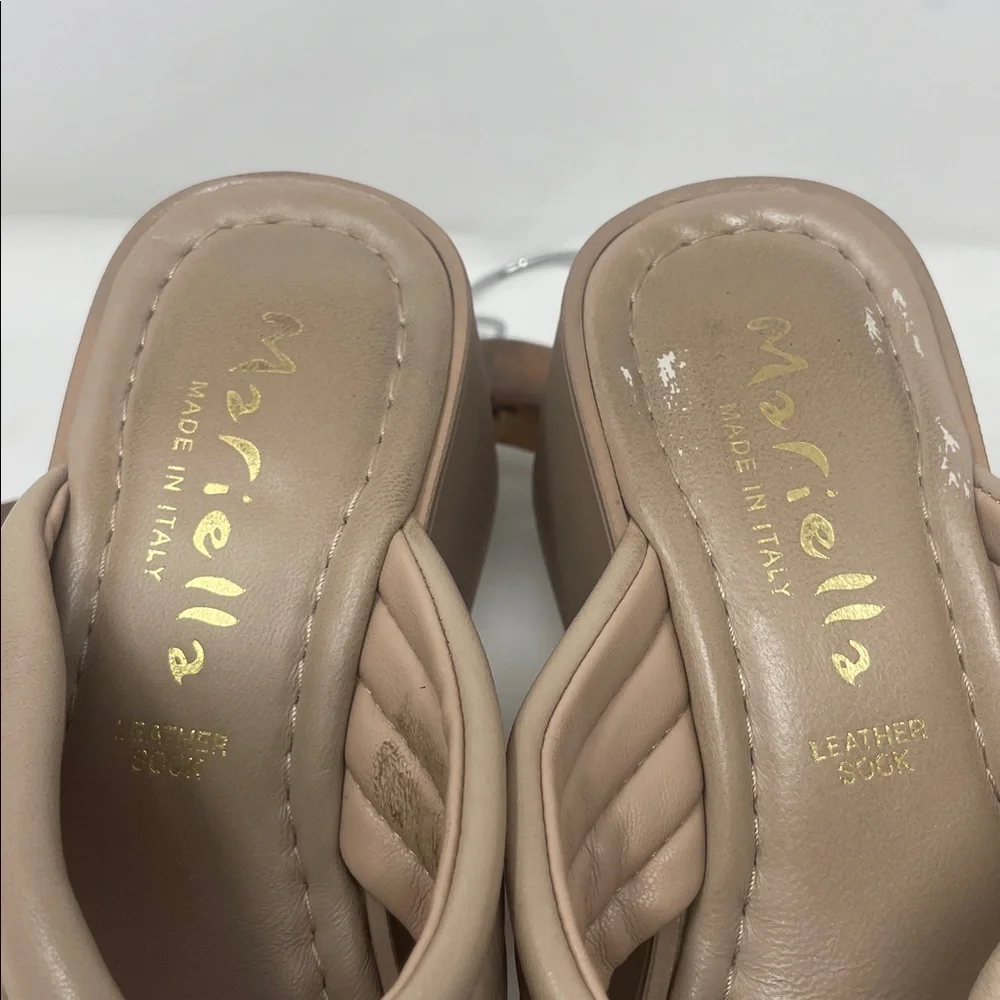 Mariella Beige Platform Criss Cross Platform Slip-On Sandals Size 6.5